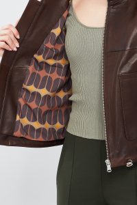 کت چرمی قهوه ای زنانه Edwina با آستین های جداشدنی دری مد