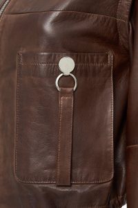 کت چرمی قهوه ای زنانه Edwina با آستین های جداشدنی دری مد