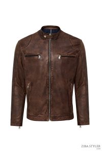 کت چرمی مردانه قهوه‌ای اسپرت Immobile دری مد