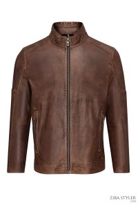 کت چرمی مردانه قهوه‌ای Mbappe دری مد