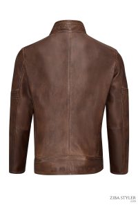 کت چرمی مردانه قهوه‌ای Mbappe دری مد