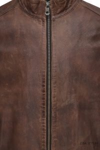 کت چرمی مردانه قهوه‌ای Mbappe دری مد