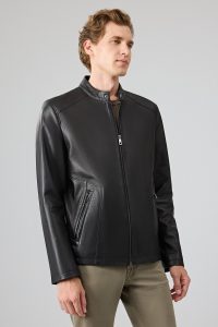 کت چرمی مردانه مشکی یقه دیپلمات Insignia دری مد