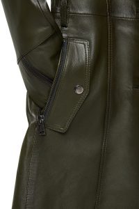 کت چرمی مشروح کمربند خز یقه خاکی زنانه رودا دری مد