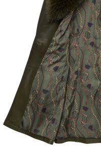 کت چرمی مشروح کمربند خز یقه خاکی زنانه رودا دری مد