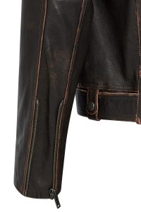 کت چرمی موتورسواری قدیمی قهوه ای زنانه لوگانو دری مد