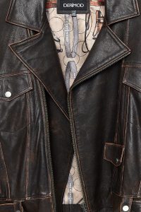 کت چرمی موتورسواری قدیمی قهوه ای زنانه لوگانو دری مد