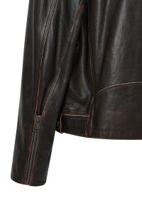 کت چرمی موتورسواری قدیمی قهوه ای زنانه لوگانو دری مد