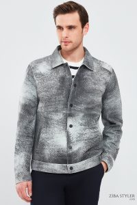 کت چرمی نبوک خاکستری مردانه ساکا دری مد