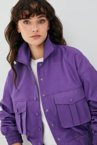 کت چرمی کوتاه ارغوانی زنانه Chloe دری مد