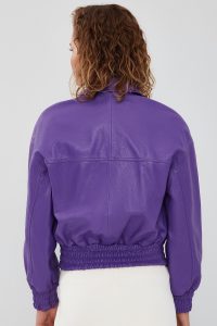 کت چرمی کوتاه ارغوانی زنانه Chloe دری مد