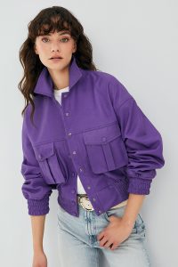 کت چرمی کوتاه ارغوانی زنانه Chloe دری مد