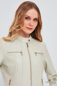 کت چرمی کوتاه بژ زنانه مارلین دری مد