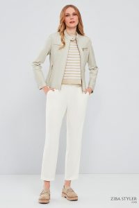 کت چرمی کوتاه بژ زنانه مارلین دری مد