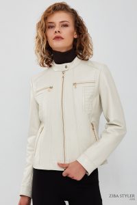 کت چرمی کوتاه بژ زنانه مارلین دری مد