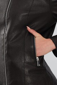 کت چرمی کوتاه مشکی زنانه پم دری مد