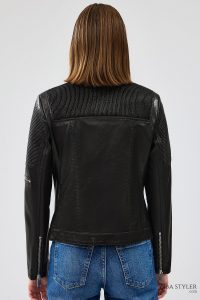 کت چرمی کوتاه مشکی زنانه Firenze دری مد