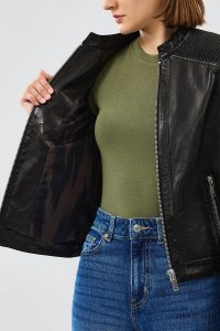 کت چرمی کوتاه مشکی زنانه Firenze دری مد