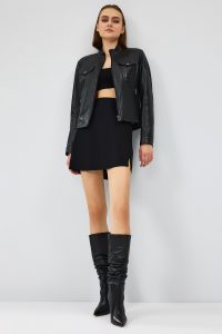 کت چرمی کوتاه مشکی زنانه Gigi دری مد