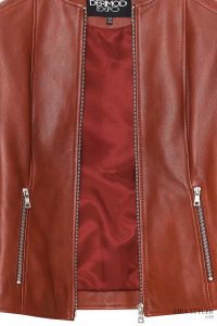 کت چرمی یقه ای زنانه قهوه ای ایرینا دری مد