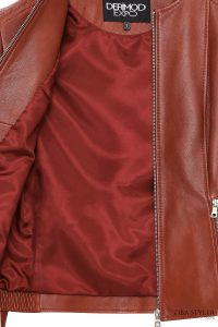 کت چرمی یقه ای زنانه قهوه ای ایرینا دری مد