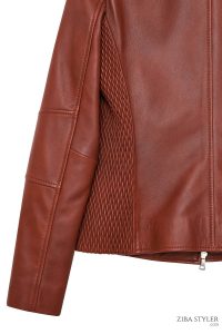 کت چرمی یقه ای زنانه قهوه ای ایرینا دری مد