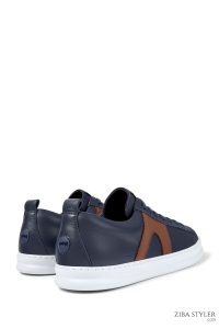 کتونی اسپرت چرمی بند دار مردانه کمپر آبی سرمه ای