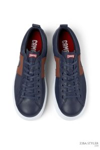 کتونی اسپرت چرمی بند دار مردانه کمپر آبی سرمه ای