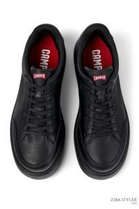 کتونی اسپرت چرمی مشکی مردانه رانر کمپر