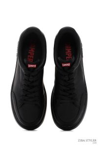 کتونی اسپرت چرمی مشکی مردانه رانر کمپر