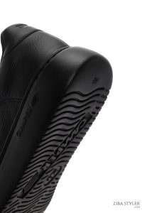 کتونی اسپرت چرمی مشکی مردانه رانر کمپر