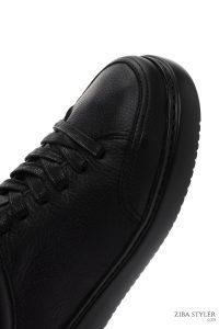 کتونی اسپرت چرمی مشکی مردانه رانر کمپر