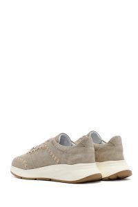 کتونی زنانه چرم جیر بژ بنددار با زیره ضخیم دری مد