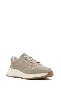 کتونی زنانه چرم جیر بژ بنددار با زیره ضخیم دری مد