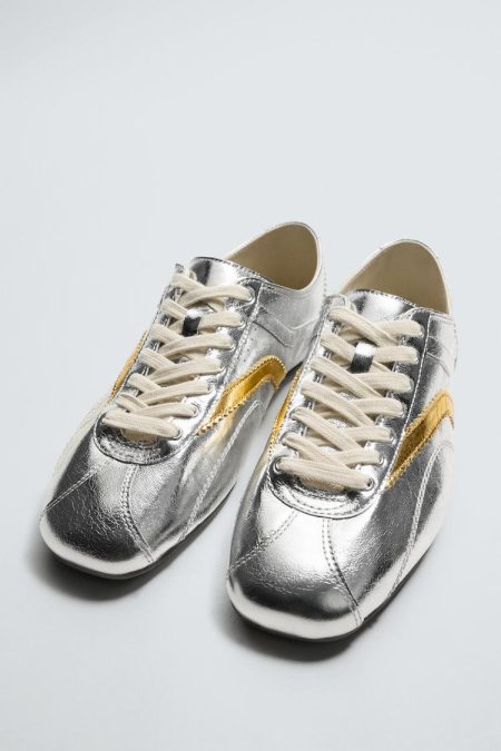 کتونی زنانه چرمی متالیک هری لمبرت دیزنی زارا – ZARA