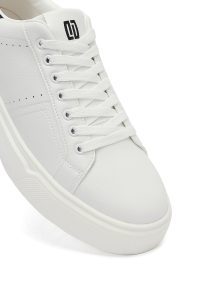 کتونی مردانه بندی سفید زیره ضخیم دری مد