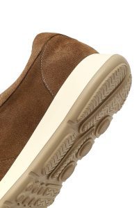 کتونی مردانه جیر چرمی قهوه‌ای بندی دری مد