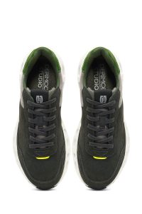 کتونی مردانه سبز تیره بندی با زیره ضخیم دری مد