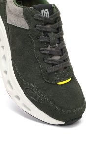 کتونی مردانه سبز تیره بندی با زیره ضخیم دری مد