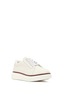 کتونی مردانه سفید بندی با زیره ضخیم دری مد