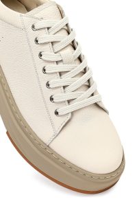 کتونی مردانه سفید بندی زیره ضخیم چرمی دری مد