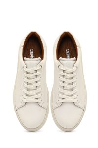 کتونی مردانه سفید بندی چرمی دری مد