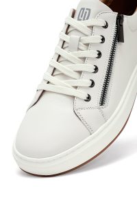 کتونی مردانه سفید بندی چرمی دری مد