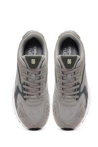 کتونی مردانه طوسی بندی با زیره ضخیم دری مد