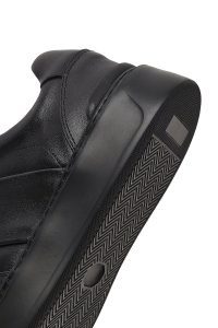 کتونی مردانه مشکی بندی زیره ضخیم چرمی دری مد