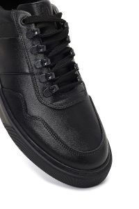 کتونی مردانه مشکی بندی زیره ضخیم چرمی دری مد