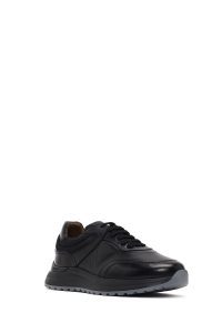 کتونی مردانه مشکی بندی زیره ضخیم چرمی دری مد