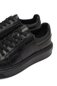 کتونی مردانه مشکی بندی زیره ضخیم چرمی دری مد