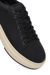 کتونی مردانه مشکی بندی زیره ضخیم چرمی دری مد