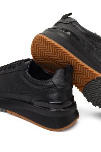 کتونی مردانه مشکی بندی زیره ضخیم چرمی دری مد